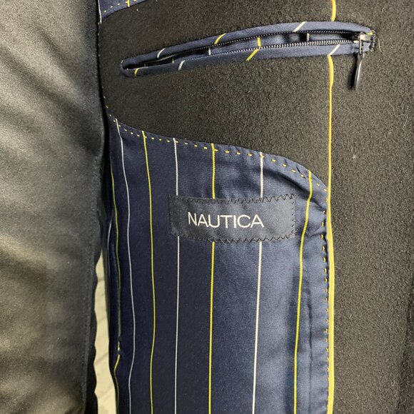 Nautica Overcoat Slater Mens 42R Black Wool Cashmere Trench Coat Jacket - Picture 11 of 16